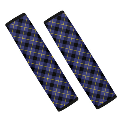 Blue Black And Yellow Plaid Print Car Seat Belt Covers