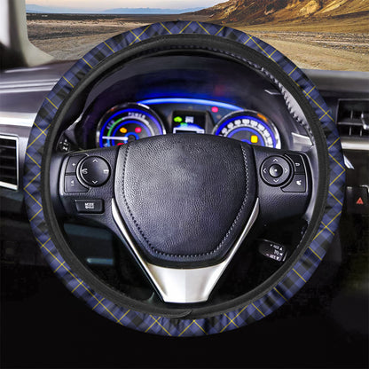 Blue Black And Yellow Plaid Print Car Steering Wheel Cover