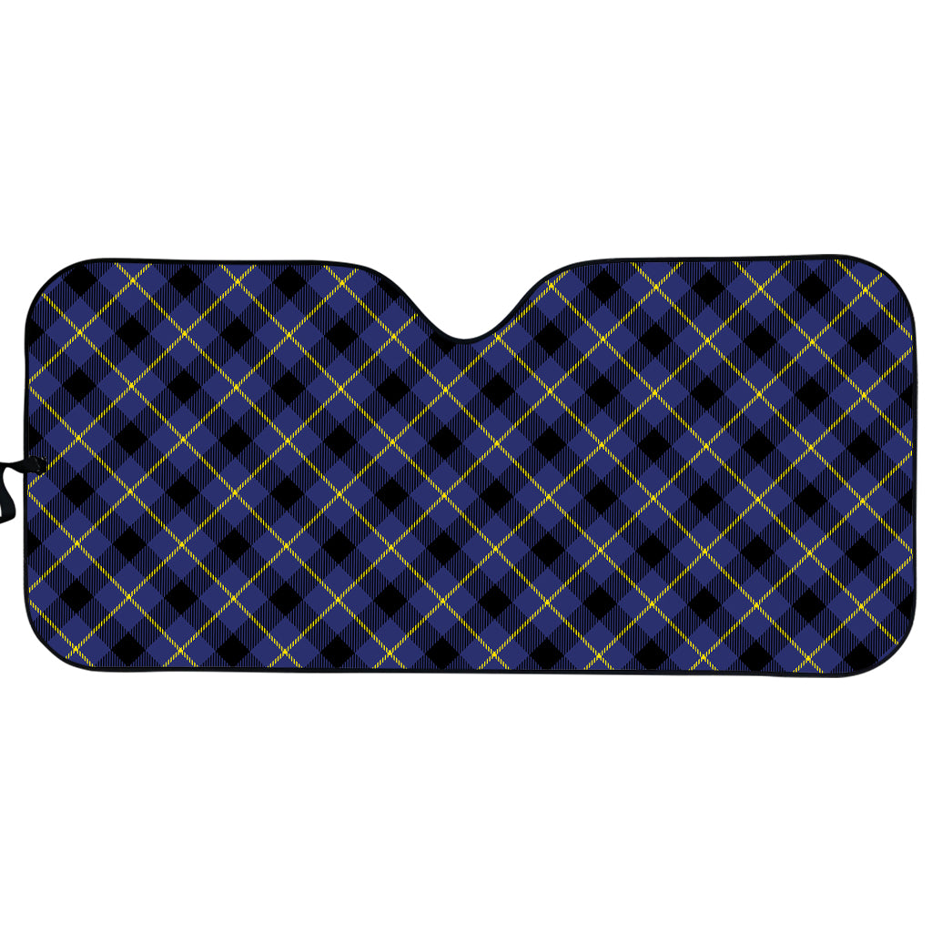 Blue Black And Yellow Plaid Print Car Sun Shade