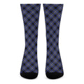 Blue Black And Yellow Plaid Print Crew Socks