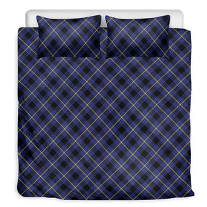 Blue Black And Yellow Plaid Print Duvet Cover Bedding Set