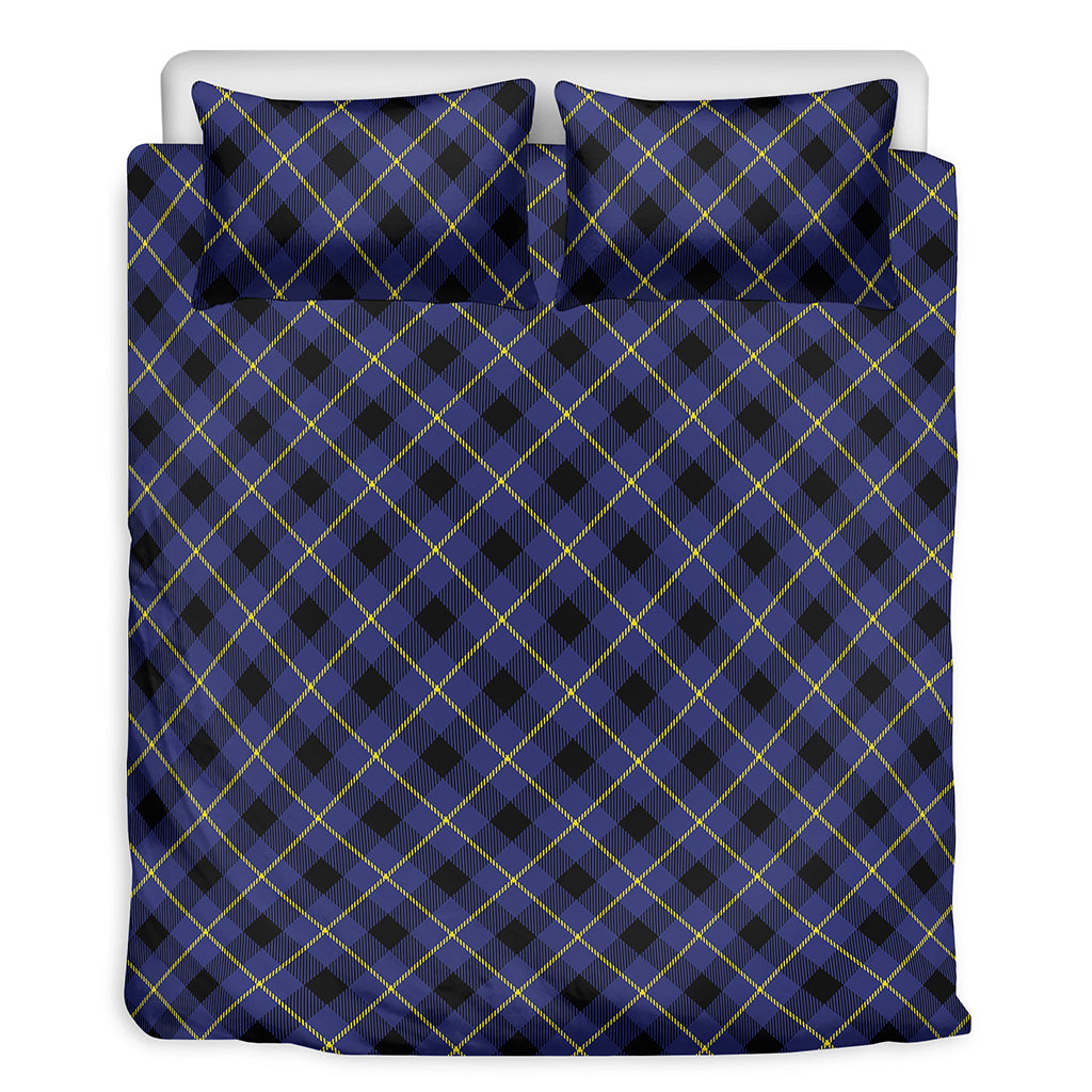 Blue Black And Yellow Plaid Print Duvet Cover Bedding Set