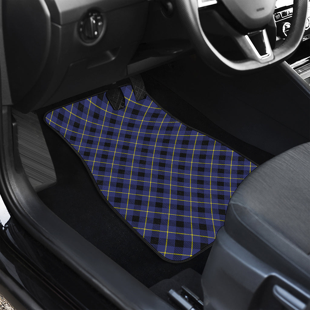 Blue Black And Yellow Plaid Print Front and Back Car Floor Mats