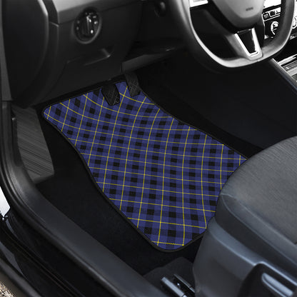 Blue Black And Yellow Plaid Print Front and Back Car Floor Mats