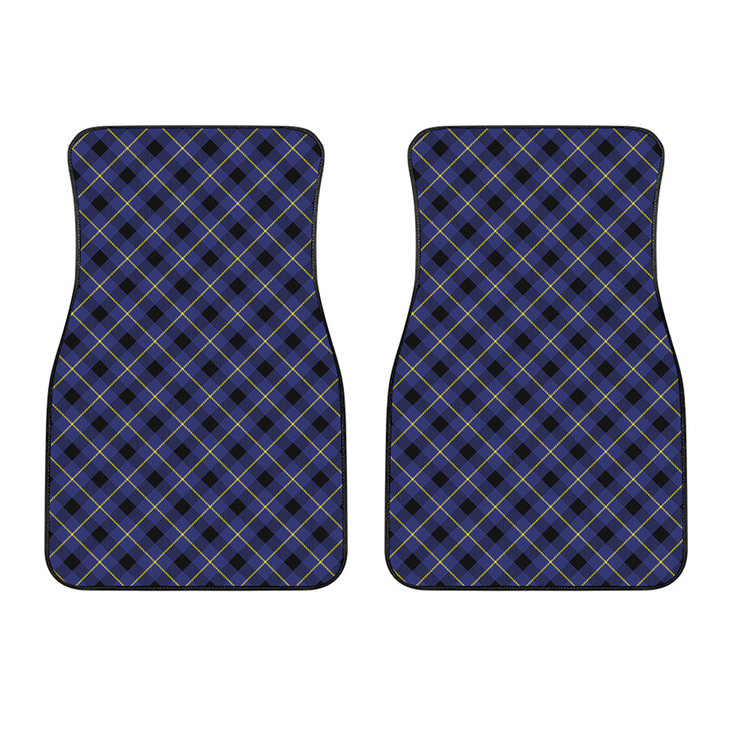 Blue Black And Yellow Plaid Print Front Car Floor Mats