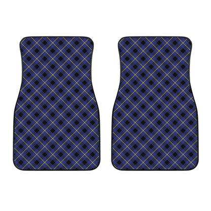 Blue Black And Yellow Plaid Print Front Car Floor Mats