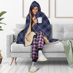 Blue Black And Yellow Plaid Print Hooded Blanket