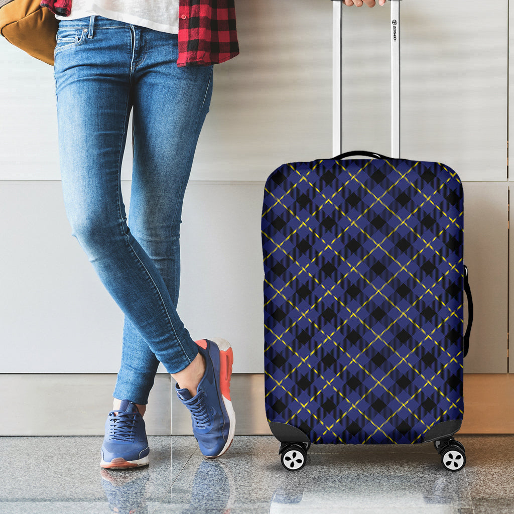 Blue Black And Yellow Plaid Print Luggage Cover