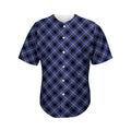 Blue Black And Yellow Plaid Print Men's Baseball Jersey