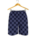 Blue Black And Yellow Plaid Print Men's Shorts