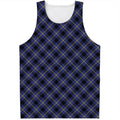 Blue Black And Yellow Plaid Print Men's Tank Top