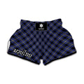 Blue Black And Yellow Plaid Print Muay Thai Boxing Shorts