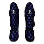 Blue Black And Yellow Plaid Print Muay Thai Shin Guard