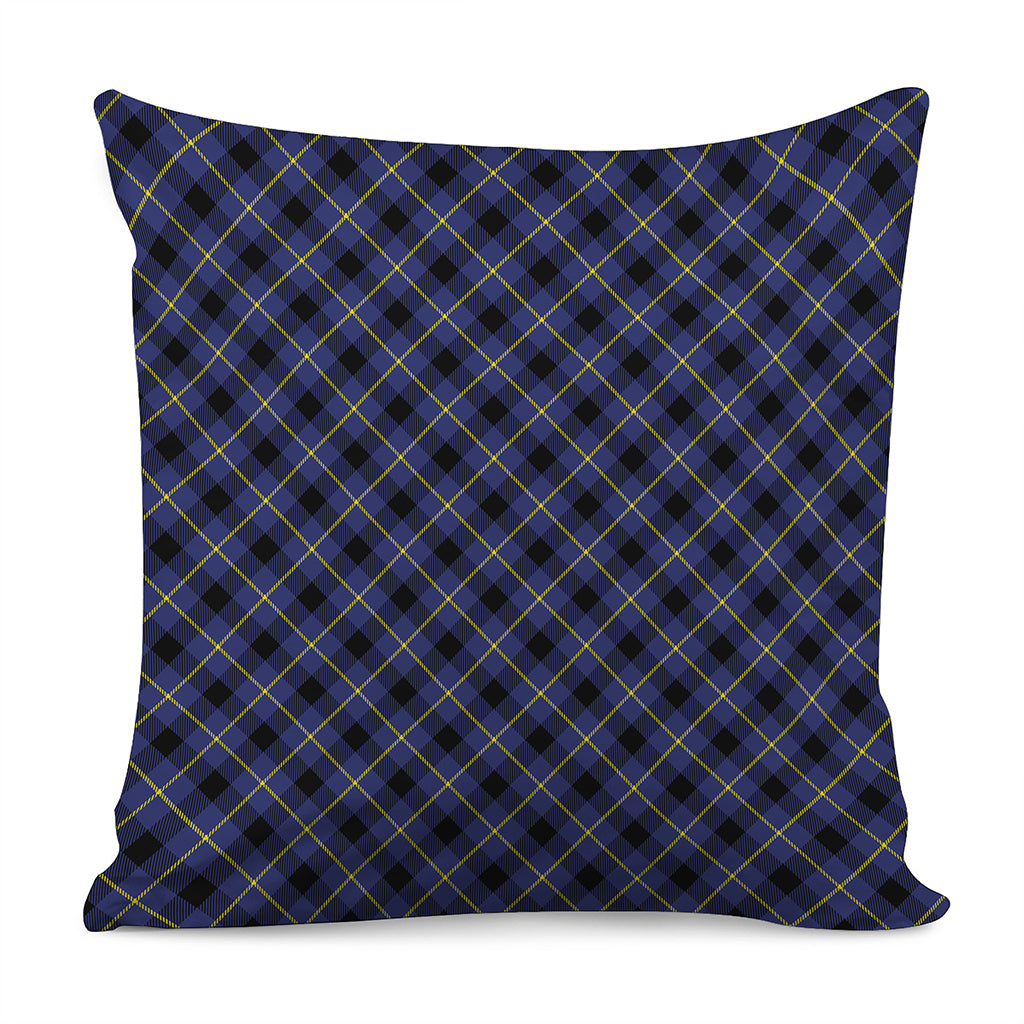 Blue Black And Yellow Plaid Print Pillow Cover