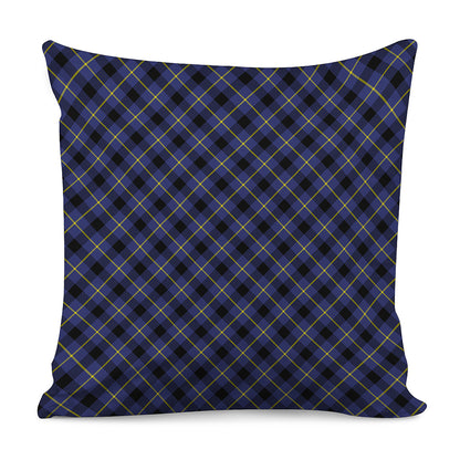 Blue Black And Yellow Plaid Print Pillow Cover