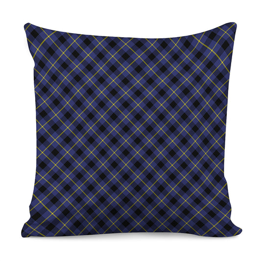 Blue Black And Yellow Plaid Print Pillow Cover