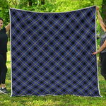 Blue Black And Yellow Plaid Print Quilt