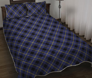 Blue Black And Yellow Plaid Print Quilt Bed Set