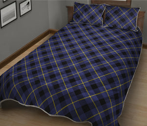 Blue Black And Yellow Plaid Print Quilt Bed Set