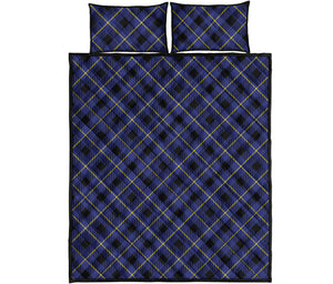 Blue Black And Yellow Plaid Print Quilt Bed Set