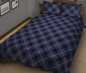 Blue Black And Yellow Plaid Print Quilt Bed Set