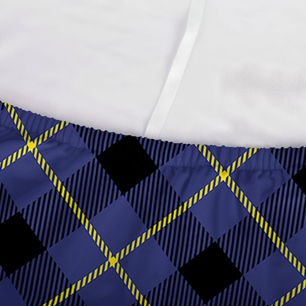 Blue Black And Yellow Plaid Print Sofa Cover