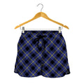 Blue Black And Yellow Plaid Print Women's Shorts