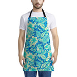 Blue Blossom Tropical Pattern Print Apron