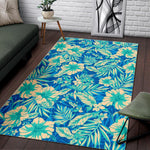 Blue Blossom Tropical Pattern Print Area Rug GearFrost