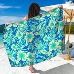 Blue Blossom Tropical Pattern Print Beach Sarong Wrap