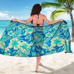Blue Blossom Tropical Pattern Print Beach Sarong Wrap