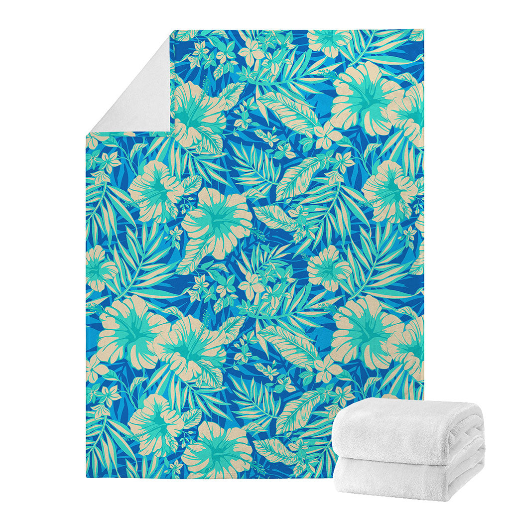 Blue Blossom Tropical Pattern Print Blanket