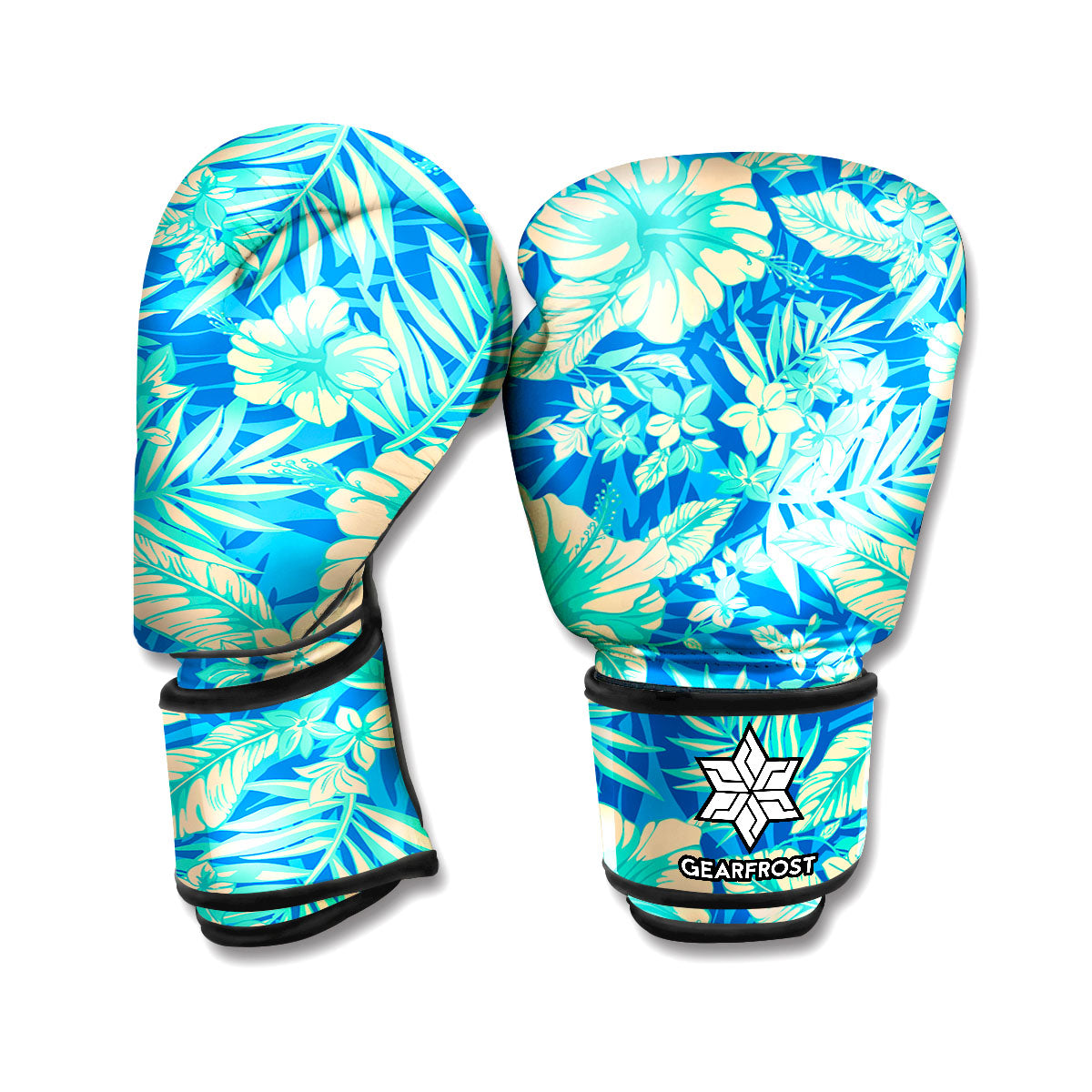 Blue Blossom Tropical Pattern Print Boxing Gloves