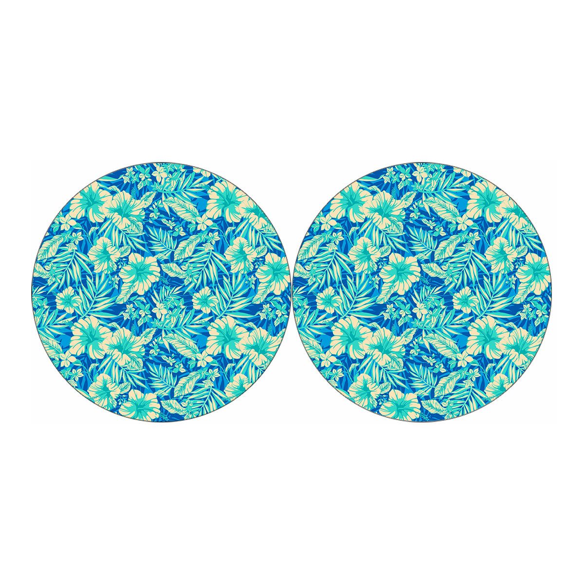 Blue Blossom Tropical Pattern Print Car Coasters