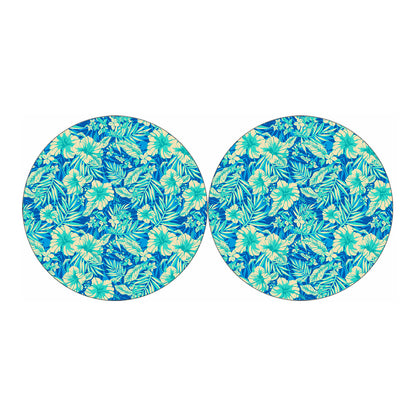 Blue Blossom Tropical Pattern Print Car Coasters