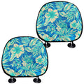 Blue Blossom Tropical Pattern Print Car Headrest Covers