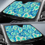 Blue Blossom Tropical Pattern Print Car Sun Shade GearFrost