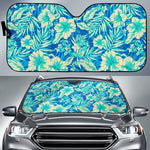 Blue Blossom Tropical Pattern Print Car Sun Shade GearFrost