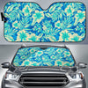 Blue Blossom Tropical Pattern Print Car Sun Shade GearFrost