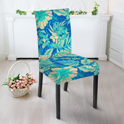 Blue Blossom Tropical Pattern Print Dining Chair Slipcover