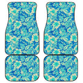 Blue Blossom Tropical Pattern Print Front and Back Car Floor Mats