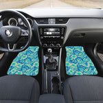 Blue Blossom Tropical Pattern Print Front and Back Car Floor Mats