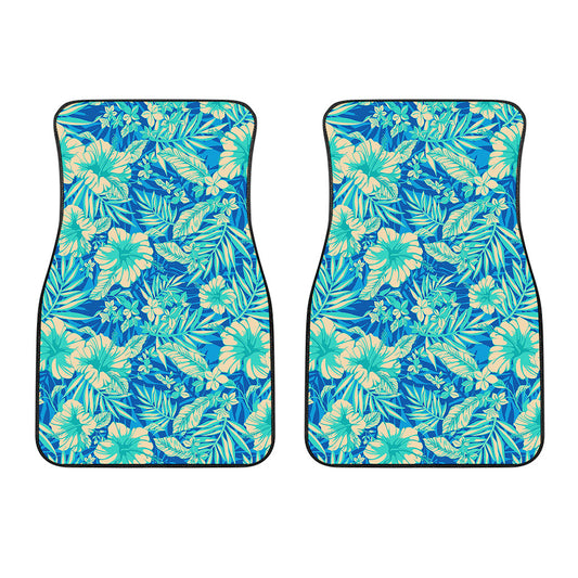 Blue Blossom Tropical Pattern Print Front Car Floor Mats