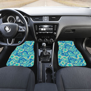 Blue Blossom Tropical Pattern Print Front Car Floor Mats