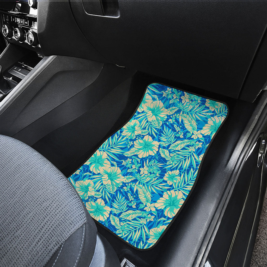 Blue Blossom Tropical Pattern Print Front Car Floor Mats