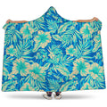 Blue Blossom Tropical Pattern Print Hooded Blanket