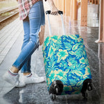 Blue Blossom Tropical Pattern Print Luggage Cover GearFrost