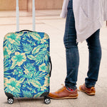Blue Blossom Tropical Pattern Print Luggage Cover GearFrost