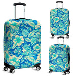 Blue Blossom Tropical Pattern Print Luggage Cover GearFrost