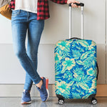 Blue Blossom Tropical Pattern Print Luggage Cover GearFrost